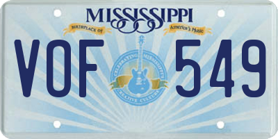 MS license plate VOF549
