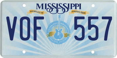 MS license plate VOF557