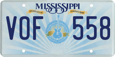 MS license plate VOF558