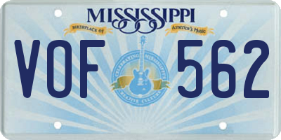 MS license plate VOF562