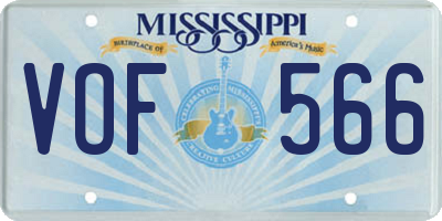 MS license plate VOF566