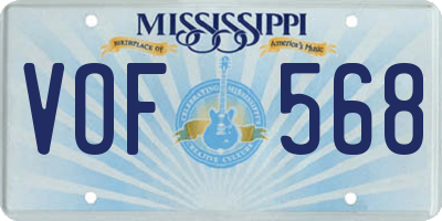 MS license plate VOF568