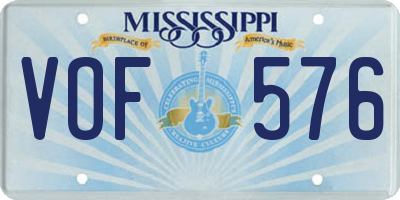 MS license plate VOF576