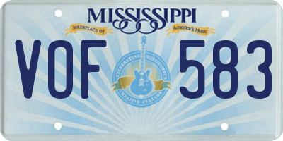 MS license plate VOF583