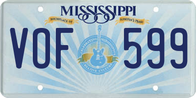 MS license plate VOF599