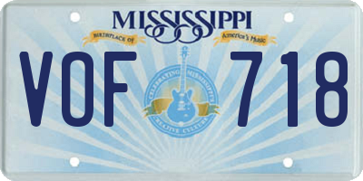 MS license plate VOF718