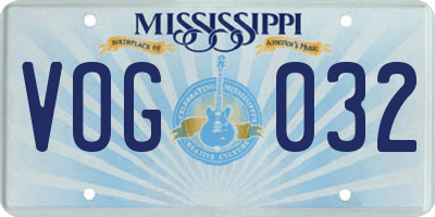 MS license plate VOG032