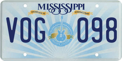 MS license plate VOG098