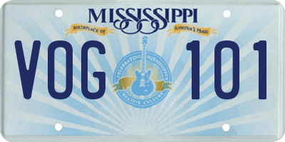 MS license plate VOG101