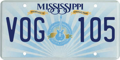 MS license plate VOG105