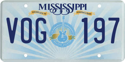 MS license plate VOG197