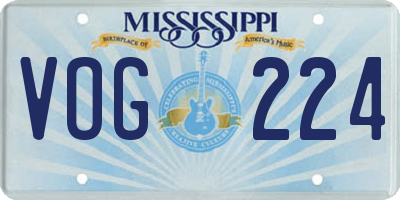 MS license plate VOG224