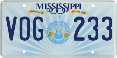 MS license plate VOG233