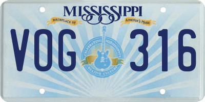 MS license plate VOG316