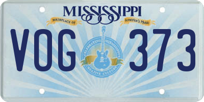 MS license plate VOG373