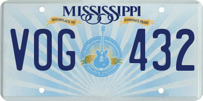 MS license plate VOG432