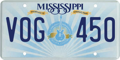 MS license plate VOG450