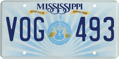 MS license plate VOG493