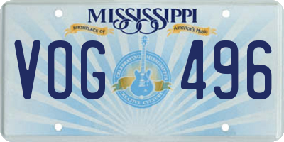 MS license plate VOG496