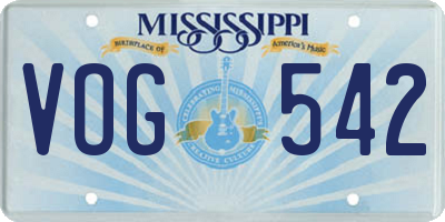 MS license plate VOG542