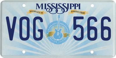 MS license plate VOG566