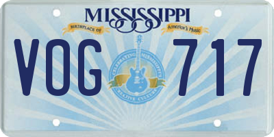 MS license plate VOG717