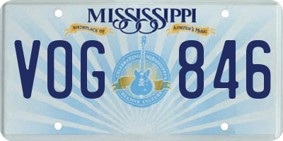 MS license plate VOG846