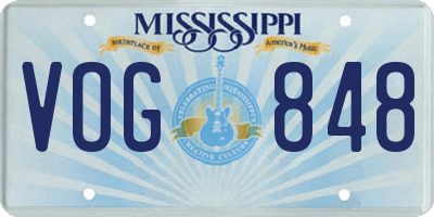 MS license plate VOG848