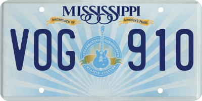 MS license plate VOG910