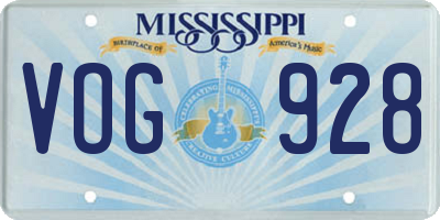 MS license plate VOG928
