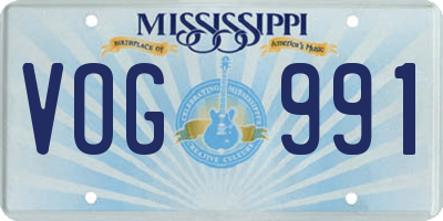 MS license plate VOG991