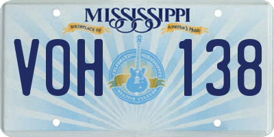 MS license plate VOH138