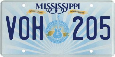 MS license plate VOH205