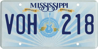 MS license plate VOH218