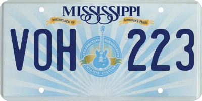 MS license plate VOH223