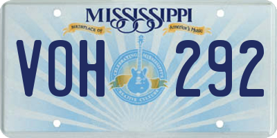 MS license plate VOH292