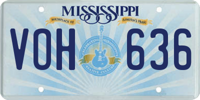 MS license plate VOH636