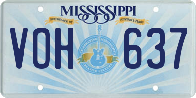 MS license plate VOH637