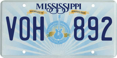 MS license plate VOH892