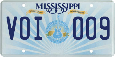 MS license plate VOI009
