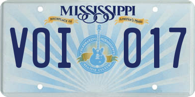 MS license plate VOI017