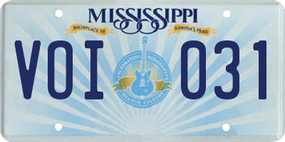 MS license plate VOI031