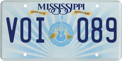 MS license plate VOI089