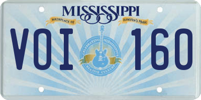 MS license plate VOI160