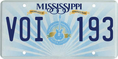 MS license plate VOI193
