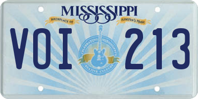 MS license plate VOI213
