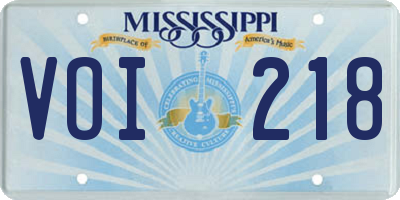 MS license plate VOI218