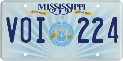 MS license plate VOI224