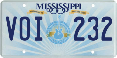 MS license plate VOI232