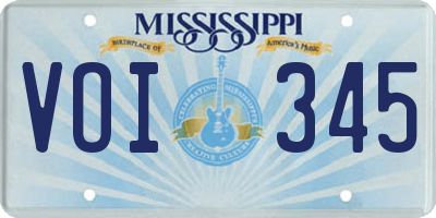 MS license plate VOI345